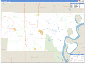 Lee County, Arkansas Zip Code Wall Map