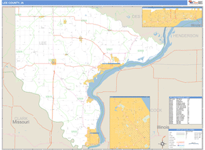 Lee County, Iowa Zip Code Wall Map