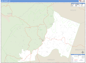 Lee County, Kentucky Zip Code Wall Map