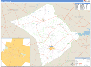 Lee County, Texas Zip Code Wall Map