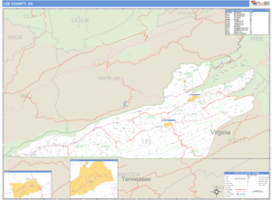 Lee County, Virginia Zip Code Wall Map