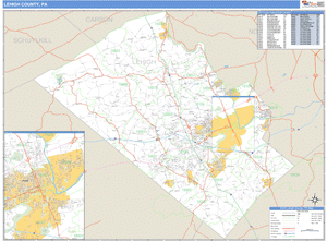 Lehigh County, Pennsylvania Zip Code Wall Map