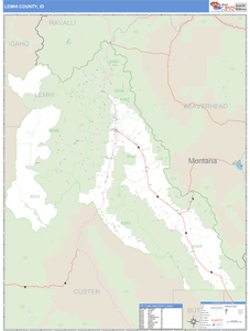 Lemhi County, Idaho Zip Code Wall Map