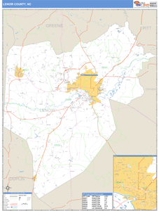 Lenoir County, North Carolina Zip Code Wall Map