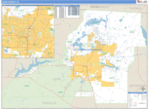 Leon County, Florida Zip Code Wall Map