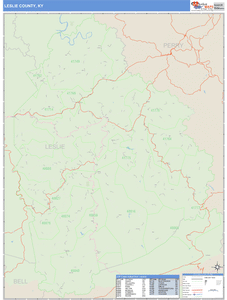 Leslie County, Kentucky Zip Code Wall Map