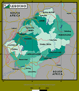Lesotho Political Wall Map