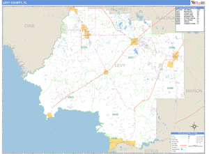 Levy County, Florida Zip Code Wall Map