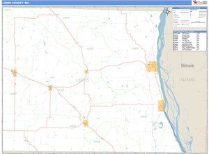 Lewis County, Missouri Zip Code Wall Map