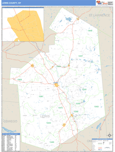Lewis County, New York Zip Code Wall Map
