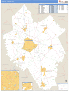 Lexington, Kentucky Metro Area Wall Map