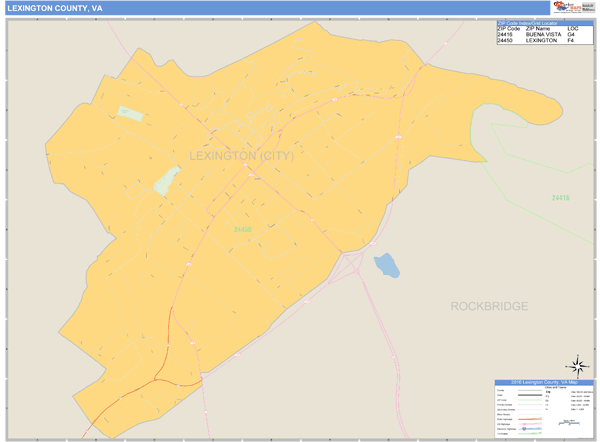 Lexington County, Virginia Zip Code Wall Map Market Maps (IDI)