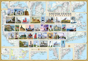 United States Lighthouses Map by Bella Terra Publishing LLC