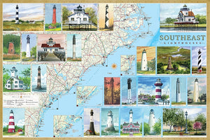 Southeast Lighthouses Map by Bella Terra Publishing LLC