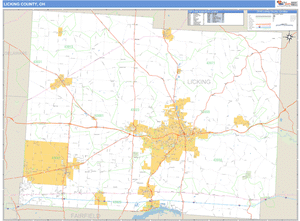 Licking County, Ohio Zip Code Wall Map