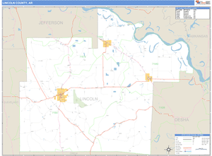 Lincoln County, Arkansas Zip Code Wall Map