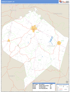 Lincoln County, Kentucky Zip Code Wall Map
