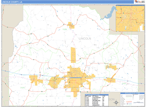 Lincoln County, Louisiana Zip Code Wall Map