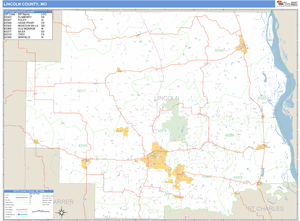 Lincoln County, Missouri Zip Code Wall Map