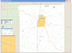 Lincoln County, Mississippi Zip Code Wall Map