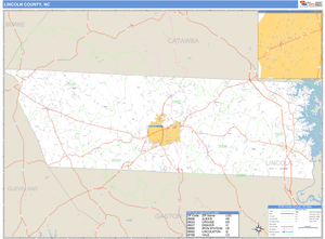 Lincoln County, North Carolina Zip Code Wall Map