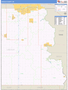 Lincoln County, South Dakota Zip Code Wall Map