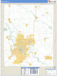 Linn County, Iowa Zip Code Wall Map