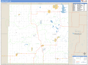 Linn County, Kansas Zip Code Wall Map