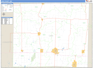 Linn County, Missouri Zip Code Wall Map