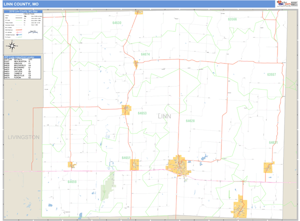 Linn County, Missouri Zip Code Wall Map Market Maps (IDI)