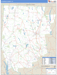 Litchfield County, Connecticut Zip Code Wall Map