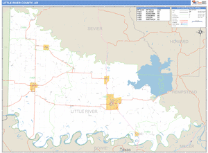 Little River County, Arkansas Zip Code Wall Map