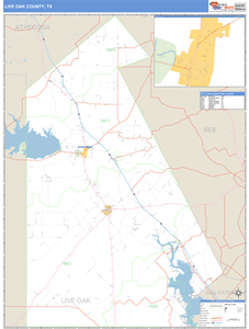 Live Oak County, Texas Zip Code Wall Map