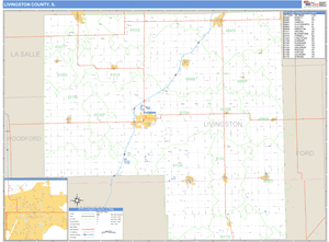 Livingston County, Illinois Zip Code Wall Map