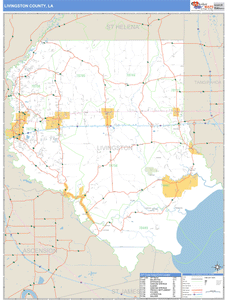 Livingston County, Louisiana Zip Code Wall Map