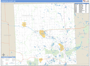 Livingston County, Michigan Zip Code Wall Map