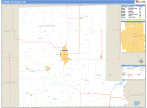 Livingston County, Missouri Zip Code Wall Map