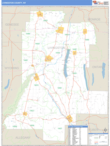 Livingston County, New York Zip Code Wall Map