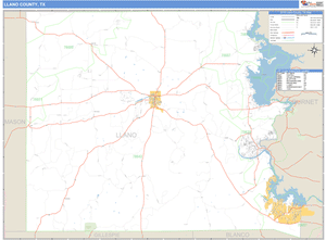 Llano County, Texas Zip Code Wall Map