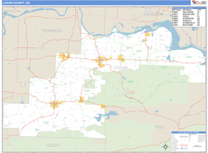 Logan County, Arkansas Zip Code Wall Map