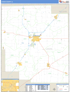 Logan County, Illinois Zip Code Wall Map