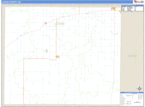 Logan County, Kansas Zip Code Wall Map