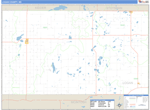 Logan County, North Dakota Zip Code Wall Map