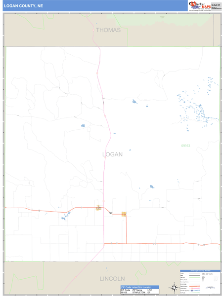 Logan County, Nebraska Zip Code Wall Map Market Maps (IDI)