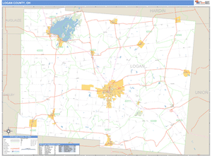 Logan County, Ohio Zip Code Wall Map