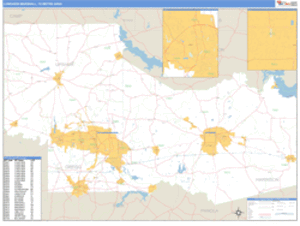 Longview-Marshall, Texas Metro Area Wall Map