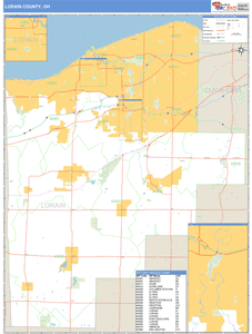 Lorain County, Ohio Zip Code Wall Map