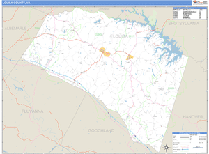 Louisa County, Virginia Zip Code Wall Map
