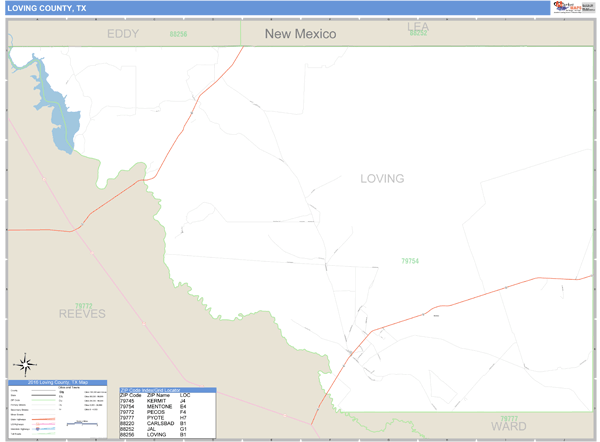 Loving County, Texas Zip Code Wall Map Market Maps (IDI)