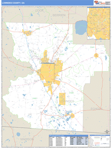 Lowndes County, Georgia Zip Code Wall Map